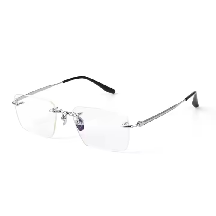 Customizable Titanium Rimless Square Spectacles High Quality Unisex Eyeglasses with Diamond Face Shape Match Optical Frames