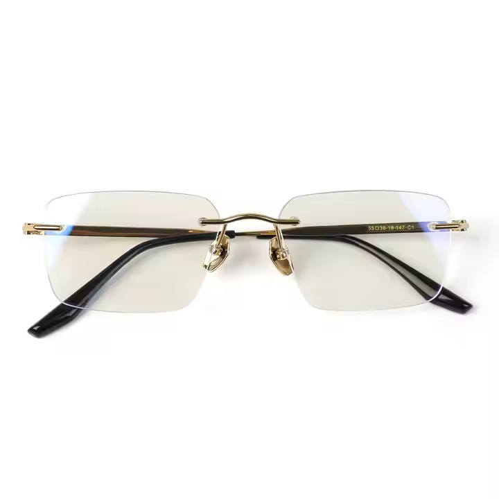 Customizable Titanium Rimless Square Spectacles High Quality Unisex Eyeglasses with Diamond Face Shape Match Optical Frames