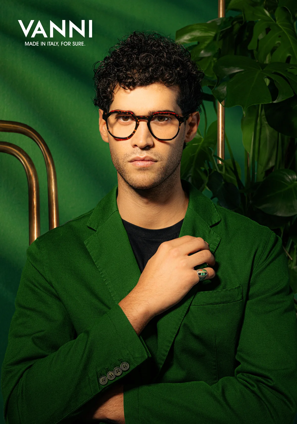 VANNI Italian Men's Optical in Forest Interior