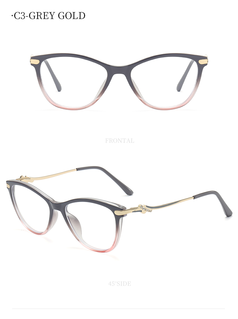 2026 Fashion Woman Optical Glasses Eyeglasses Frame TR90 Female Cat Eye Anti Blue Light Blocking Glasses Diamond Wholesale