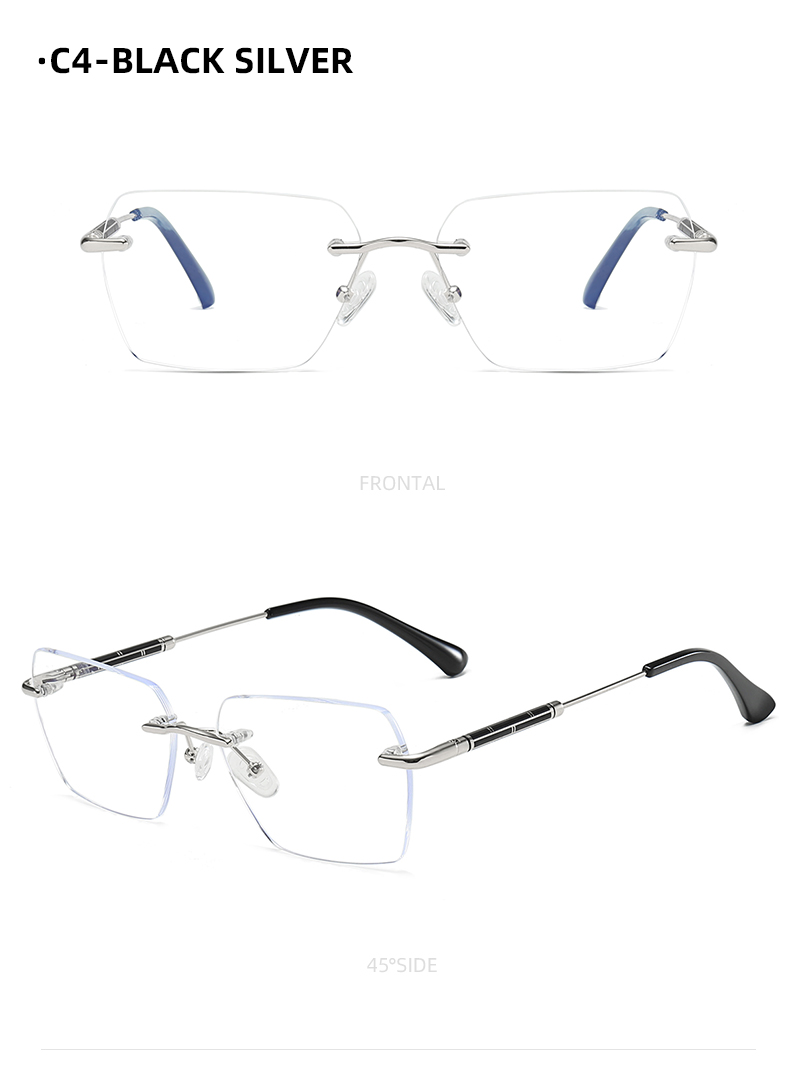 24004 Luxury Designer Gafas Custom Logo Brand Male Wholesale Optical Eye Glasses Rimless Spectacle Frame for Men