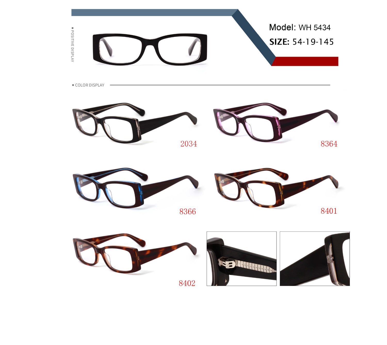 Acetate Glasses Frame Unisex Rectangular Eyeglasses Frame Custom Optical Spectacle Frame for Daily Use Wholesale Bulk Order