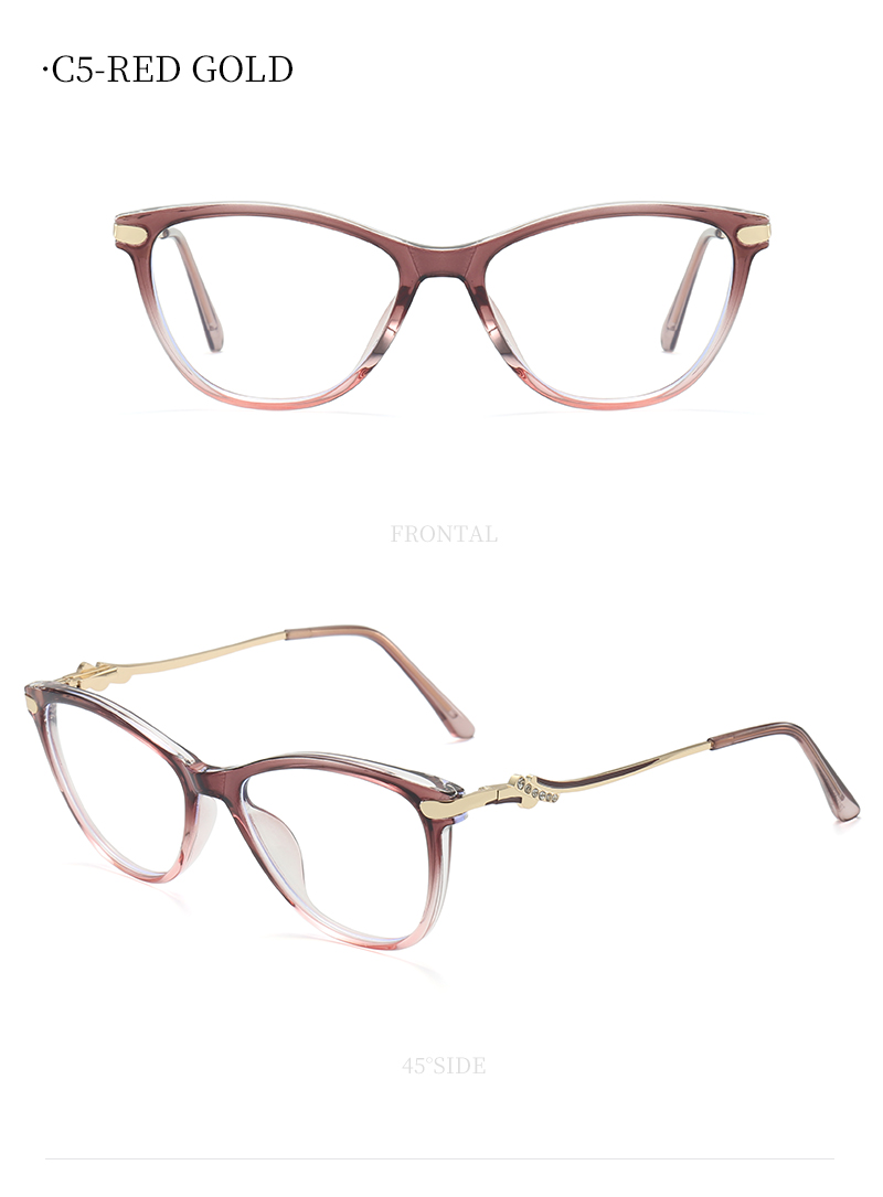 2026 Fashion Woman Optical Glasses Eyeglasses Frame TR90 Female Cat Eye Anti Blue Light Blocking Glasses Diamond Wholesale