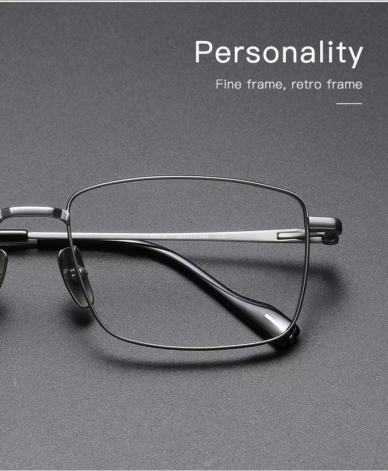 Retro Square Titanium Metal Eyeglasses Frames Vintage Business Optical Spectacles