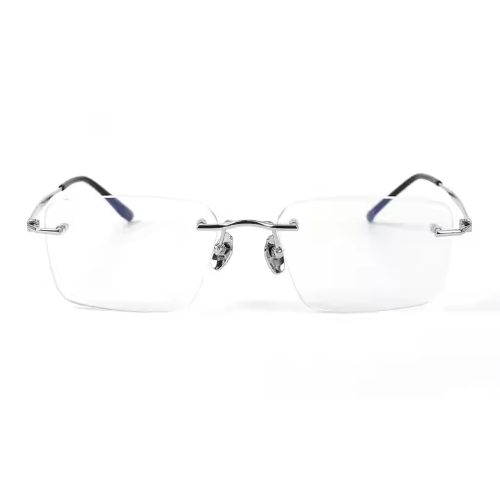 Customizable Titanium Rimless Square Spectacles High Quality Unisex Eyeglasses with Diamond Face Shape Match Optical Frames