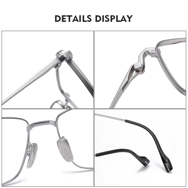 Retro Square Titanium Metal Eyeglasses Frames Vintage Business Optical Spectacles