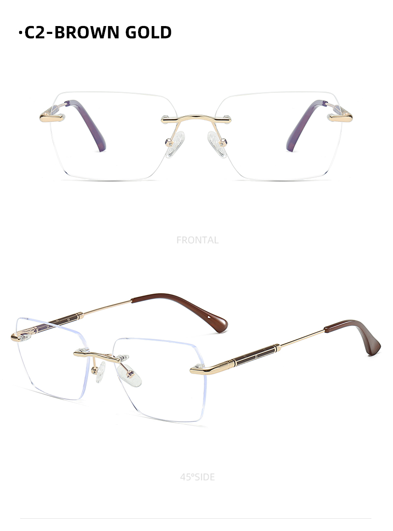 24004 Luxury Designer Gafas Custom Logo Brand Male Wholesale Optical Eye Glasses Rimless Spectacle Frame for Men