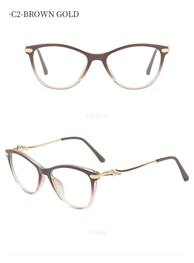 2026 Fashion Woman Optical Glasses Eyeglasses Frame TR90 Female Cat Eye Anti Blue Light Blocking Glasses Diamond Wholesale