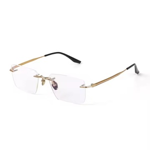 Customizable Titanium Rimless Square Spectacles Unisex Eyeglasses Optical Frames
