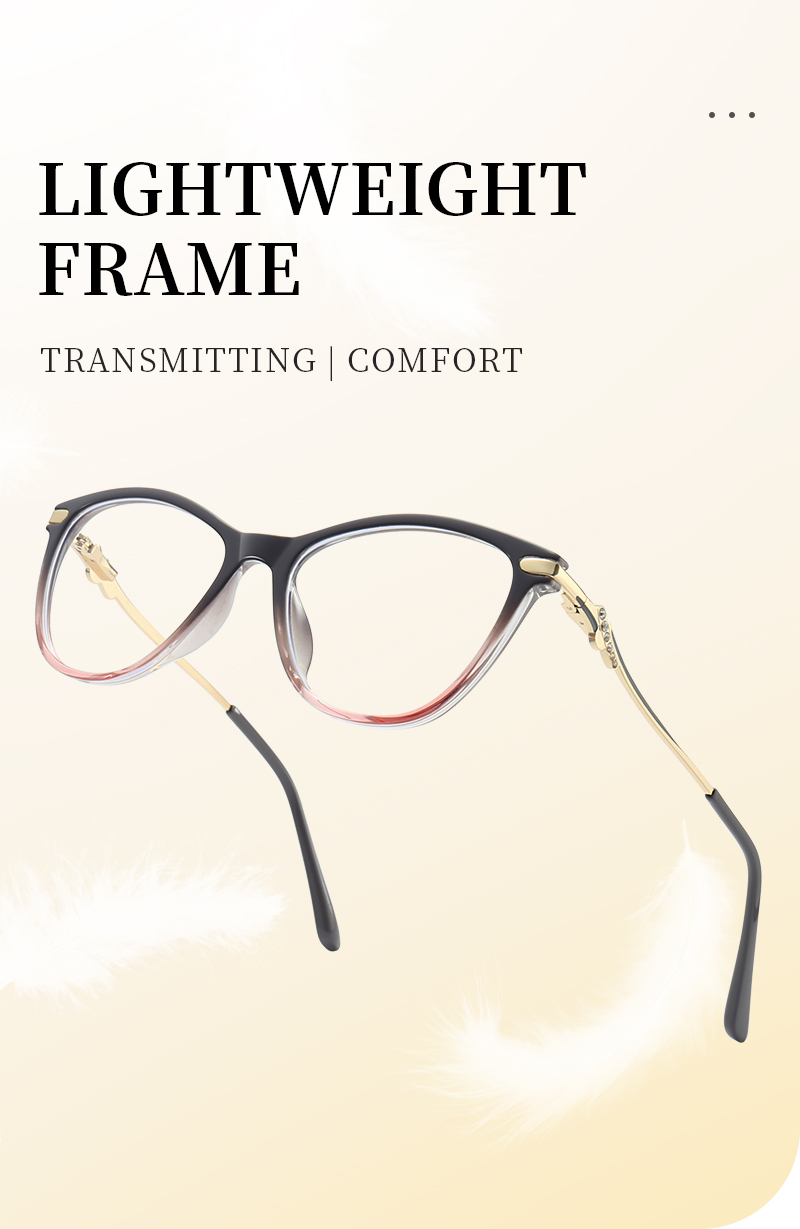 2026 Fashion Woman Optical Glasses Eyeglasses Frame TR90 Female Cat Eye Anti Blue Light Blocking Glasses Diamond Wholesale