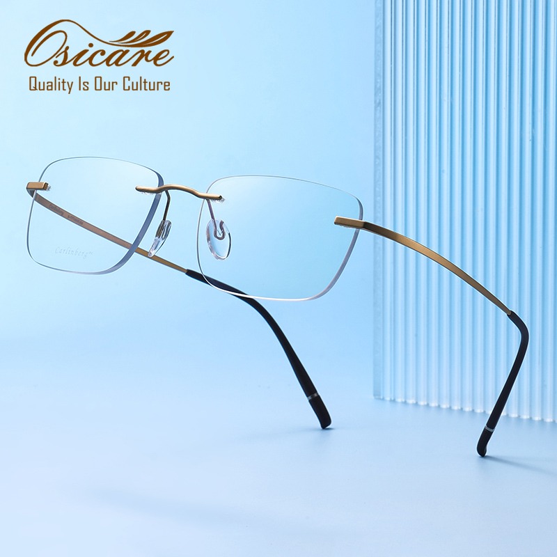 Osicare Premium Designer Style Rimless Rectangle Titanium Alloy Glasses Frames Super Elastic Eyeglasses IP Ultralight Eyewear