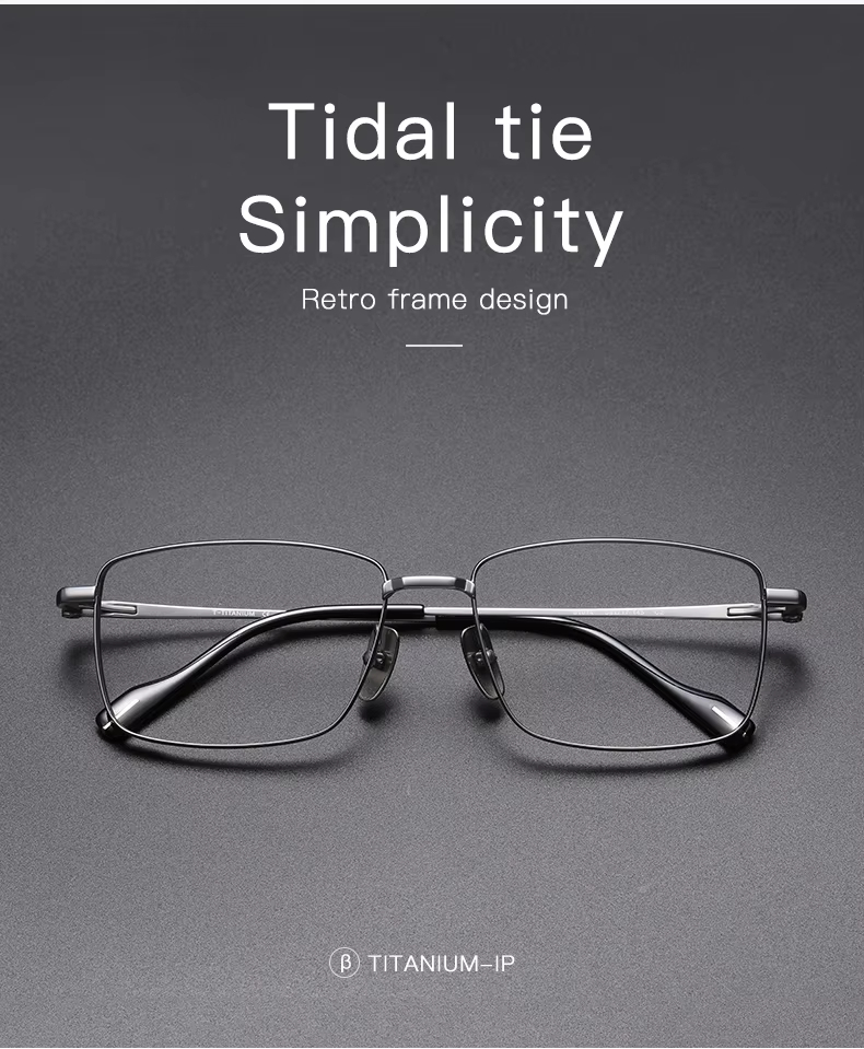 Retro Square Titanium Metal Eyeglasses Frames Vintage Business Optical Spectacles