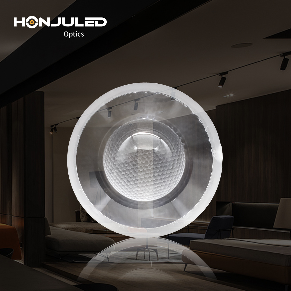 HONJU HZ-45-27.5 COB LED Zoom Lens 60 PMMA Optical Lens 92% Transmittance Self-Adhesive for Downlight Spotlight Track Light