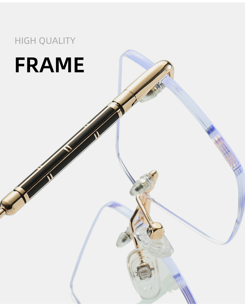 24004 Luxury Designer Gafas Custom Logo Brand Male Wholesale Optical Eye Glasses Rimless Spectacle Frame for Men