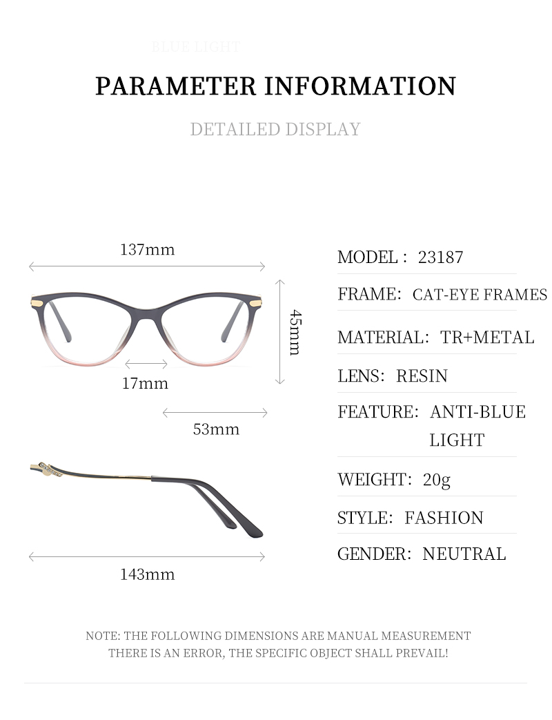 2026 Fashion Woman Optical Glasses Eyeglasses Frame TR90 Female Cat Eye Anti Blue Light Blocking Glasses Diamond Wholesale