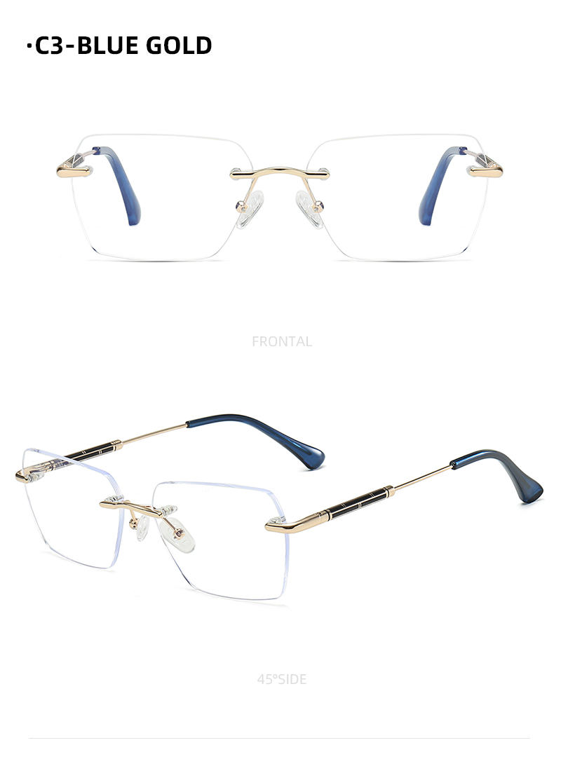 24004 Luxury Designer Gafas Custom Logo Brand Male Wholesale Optical Eye Glasses Rimless Spectacle Frame for Men