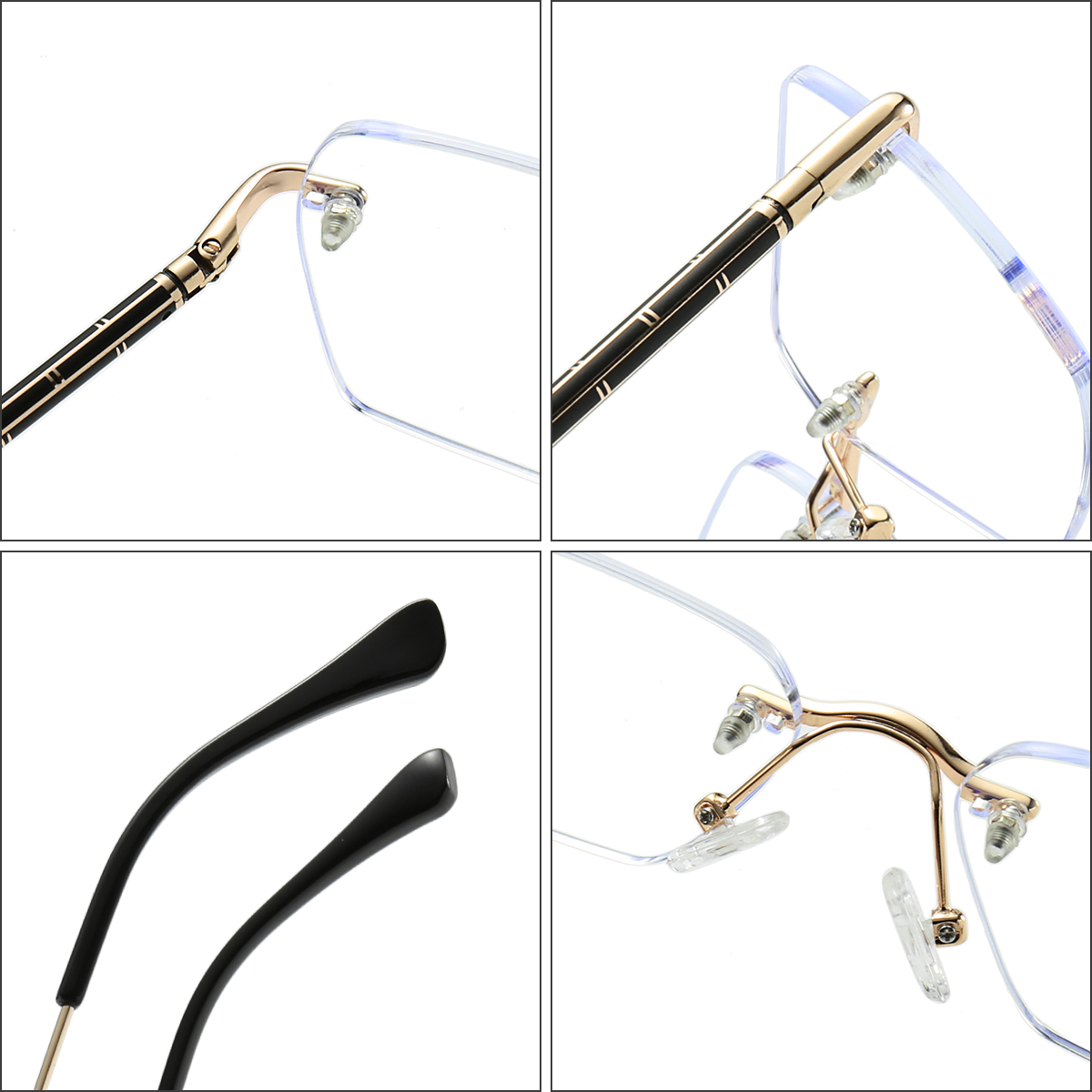 24004 Luxury Designer Gafas Custom Logo Brand Male Wholesale Optical Eye Glasses Rimless Spectacle Frame for Men