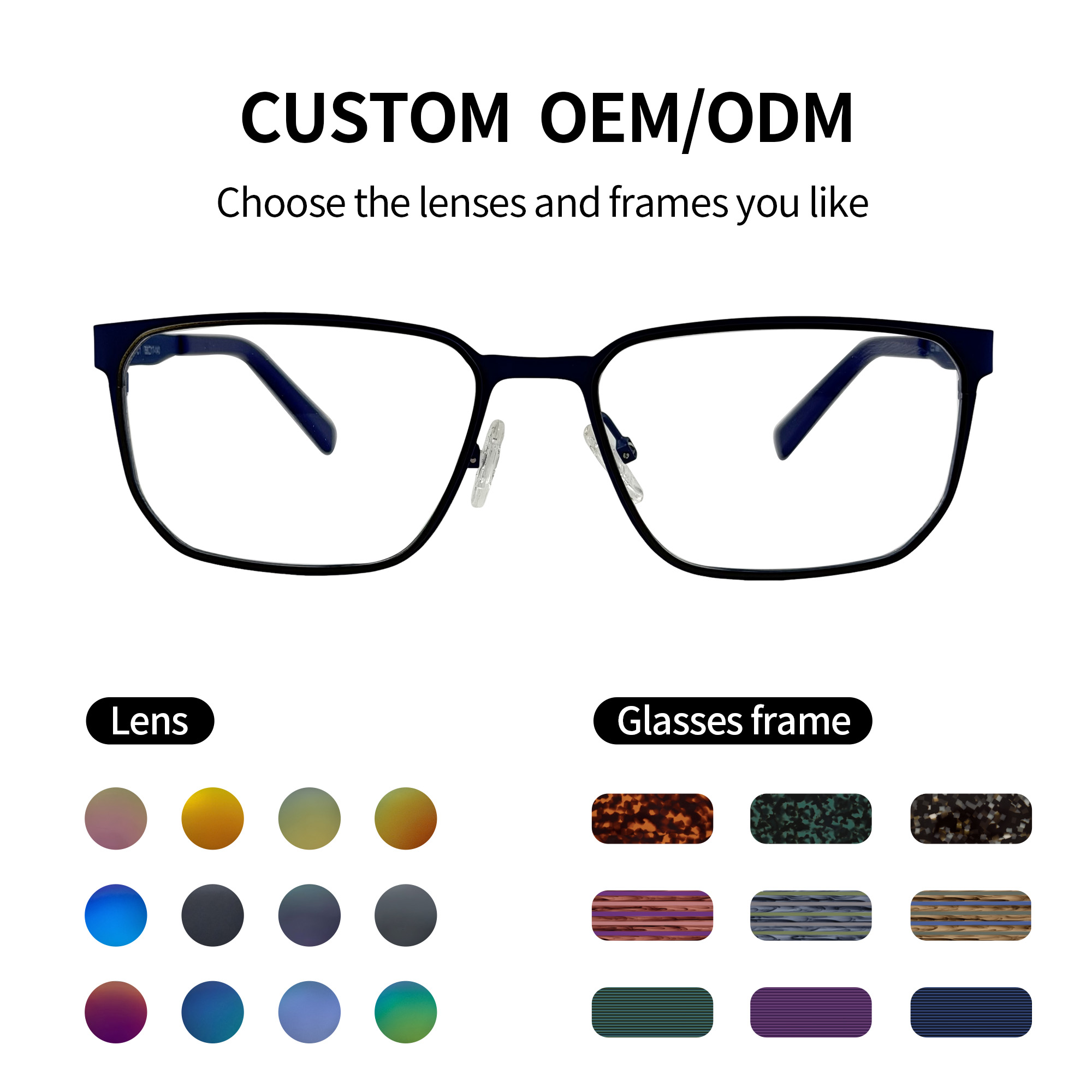 Wholesale SHIAN SAO07 Square Eyeglasses Frames Optical Glasses Computer Anti Blue Light PC Lenses Custom Spectacle Frame Unisex