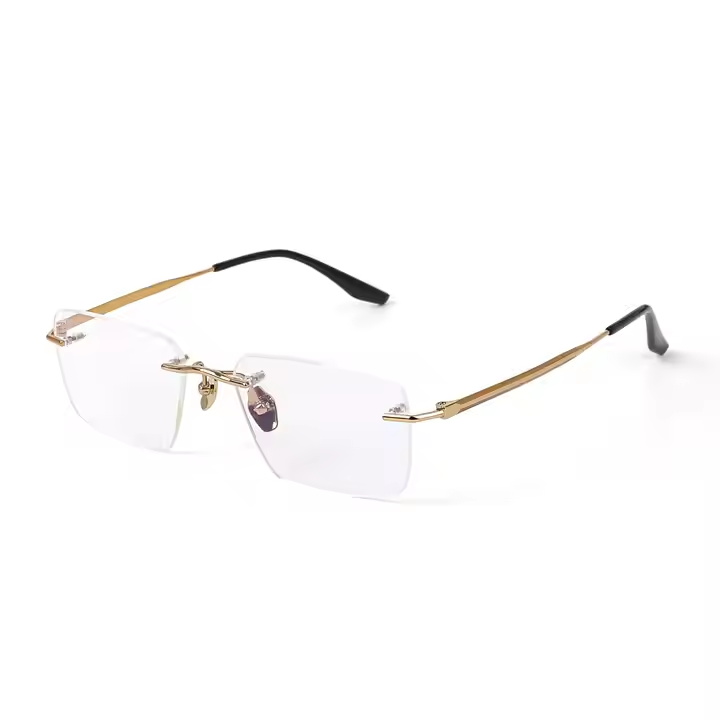 Customizable Titanium Rimless Square Spectacles High Quality Unisex Eyeglasses with Diamond Face Shape Match Optical Frames