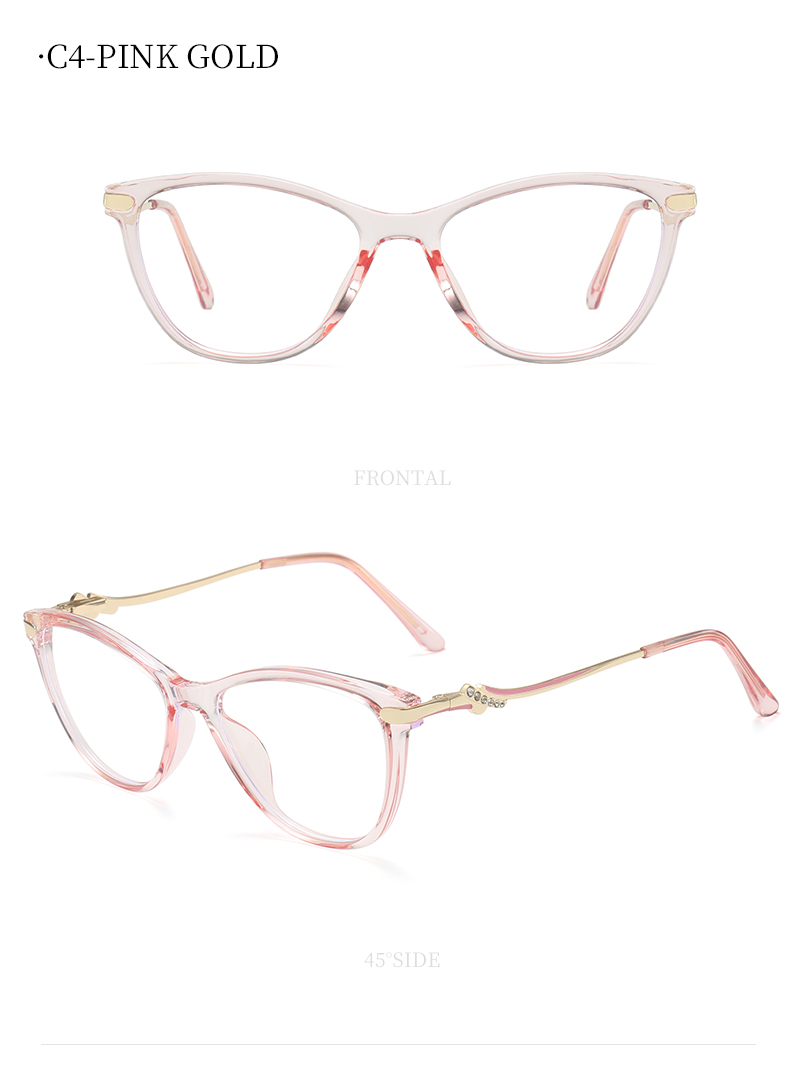 2026 Fashion Woman Optical Glasses Eyeglasses Frame TR90 Female Cat Eye Anti Blue Light Blocking Glasses Diamond Wholesale