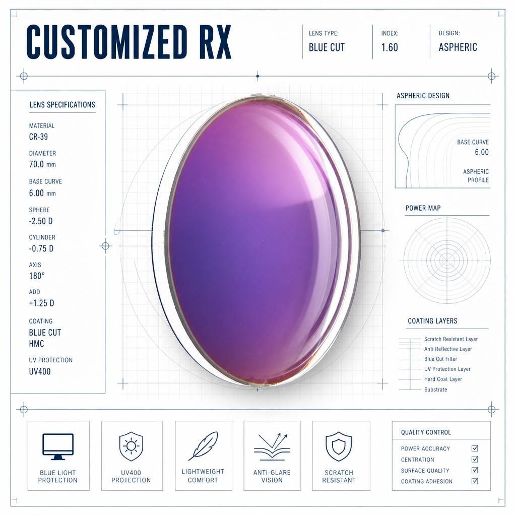 1.56 HMC EMI Blue Cut Lens Anti Blue Light Optical Lenses Anti-Radiation Eyeglasses Lens Manufacturer Wholesale Price