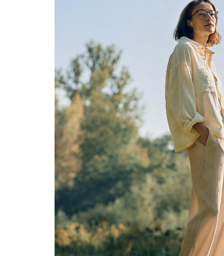 Model wearing ultra-light Jos. Eschenbach frame