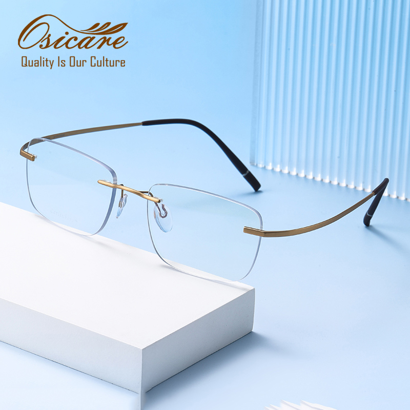 Osicare Premium Designer Style Rimless Rectangle Titanium Alloy Glasses Frames Super Elastic Eyeglasses IP Ultralight Eyewear