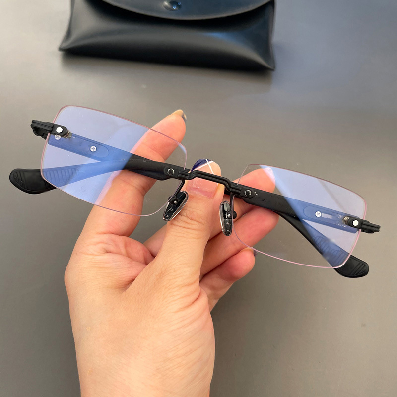 Luxury Retro Rectangle Optical Glasses for Men Anti-Blue Light Eyeglass New Arrival Wholesale Metal Rimless Frame