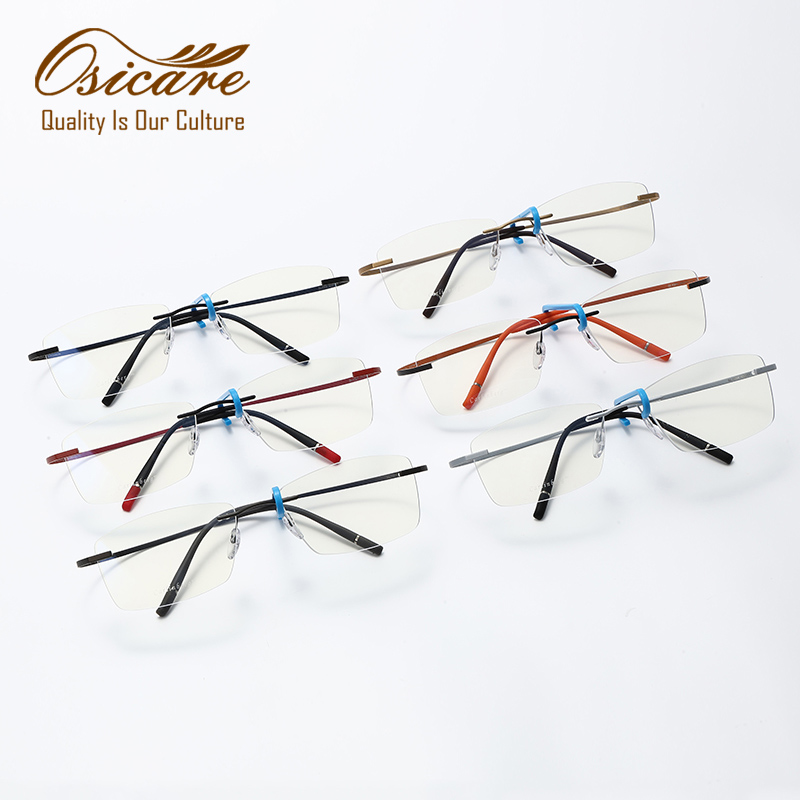 Osicare Designer Glasses Rimless Color Titanium Alloy Eyeglasses Eye Wear Ultra Light OEM ODM Wholesale Optical Frames For Men