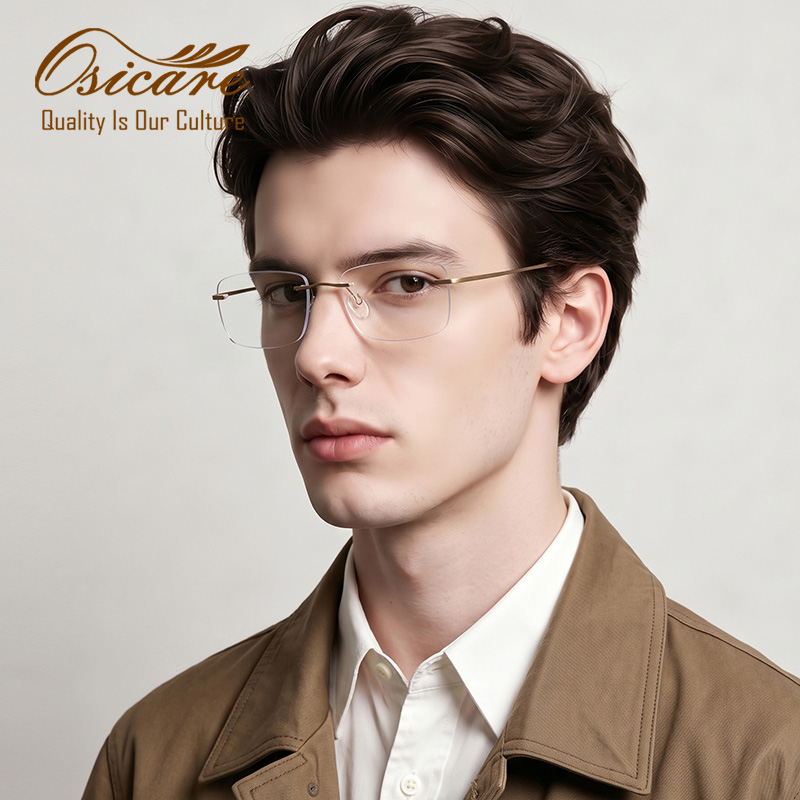 Osicare Premium Designer Style Rimless Rectangle Titanium Alloy Glasses Frames Super Elastic Eyeglasses IP Ultralight Eyewear