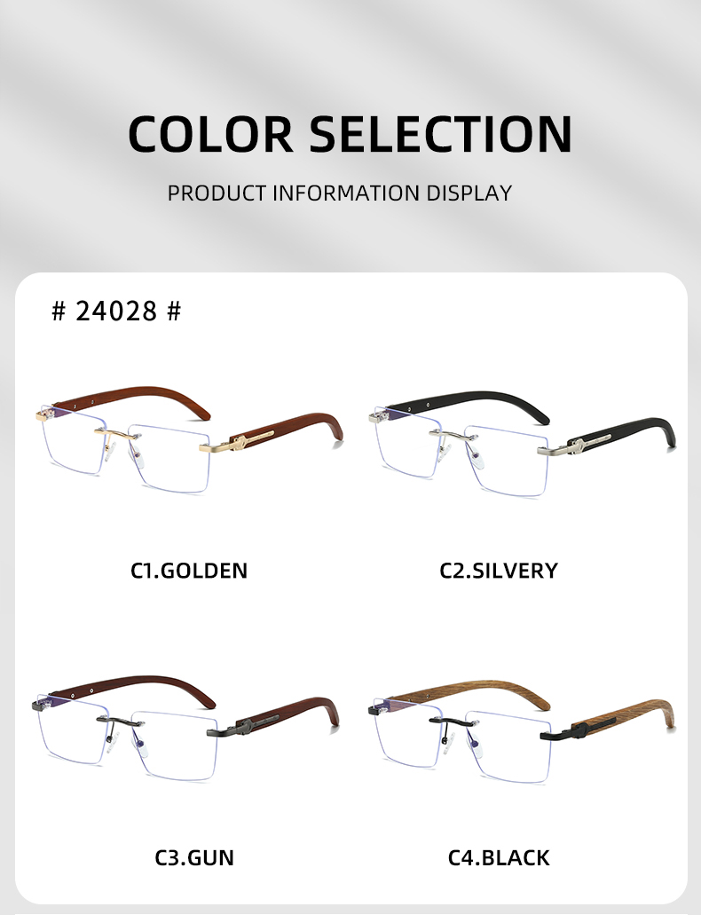 Custom Logo Brand Designer Frameless Handmade Wood Optical Frame Luxury Men Blue Light Blocking Rimless Glasses Frames Wholesale